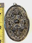 Antique 3D Flower Oval Charm Medallion 3