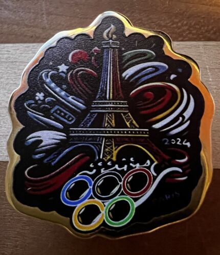 2024 Paris Olympics Pin Badge - Eiffel Tower - Red White & Blue USA