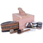 FootFitter Shoe Shine Care Valet Box Set, (13) Shoe Care Tools and Polishes