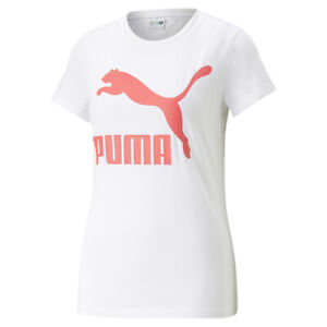 Puma Classics Logo Crew Neck Short Sleeve T-Shirt Womens White Casual Tops 53007