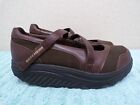 women skechers brown leather shape up shoes with adjustable strap size 6.5