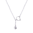 925 Sterling Silver Cat Kitten & Tassel Bell Pendant Drop Y Lariat Necklace D30