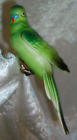 Green Budgie Budgerigar Parakeet Bird Vintage Clip On Ornament Figurine Japan