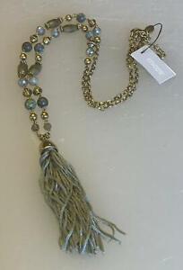 CHICO'S CHICOS GREEN GOLD TASSEL 36 INCHES LONG NECKLACE BRAND NEW TAG NWT N16