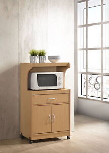 Microwave Kitchen Cart Storage Rolling Cabinet Stand Rack Shelf Wheels Cupboard