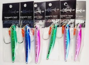 Saltwater Jigs Lot 6 Lures Assist Hook Rigged-100g,120g,3 colors,Slow Pitch Jig