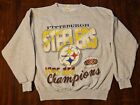 Vintage 90s Pittsburgh Steelers AFC Champions NFL Grey Crewneck Sweatshirt Large
