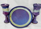 New Listing2 Studio Pottery Ceramic Glazed Stoneware Chalices And 1 Signed Plate