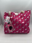LIMITED TOO Hot Pink Silver Flamingo Beach Bag Tote Sunglasses Shiny Bling - NWT
