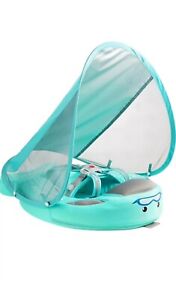 Mambobaby Baby Pool Float w/Canopy,Non Inflatable Swim Float- Blue- NO TAIL