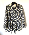 Coach Womens Trench Coat Large Zebra Print Buttons Belt Pockets Jacket