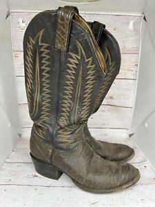 Tony Lama 6442 Dark Brown/Black Leather Cowboy Western Tall Boots Mens Size 8D