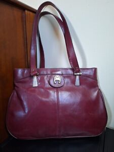 Vintage 60s 70s ETIENNE AIGNER Large Leather Handbag Shoulder Bag OXBLOOD Hinged