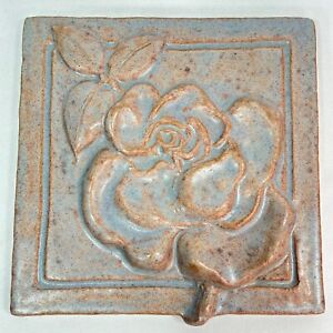 Janet Ontko Clay Forms Rose Flower Floral Art and Craft Style Tile 8x8 Handmade