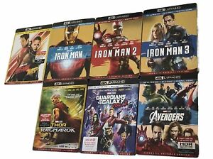 Ironman 1 2 3 Marvel Thor Avengers Galaxy 4k Ultra Hd Blu Ray Lot With Slipcover