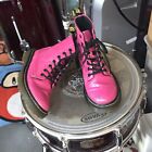 Dr. Martens Luana leather coated glitter Hot Pink lace up combat boots womens