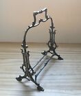 Antique Silver Plated Ornate Victorian Rustic Gong /Bell Stand W/ Mallet Bracket