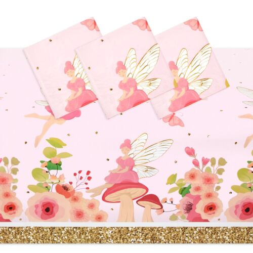 Fairy Tea Party Tablecloths for Girls Floral Birthday Supplies (3 Pack)