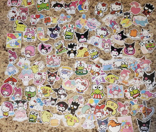 50PC. HELLO KITTY AND FRIENDS WATERPROOF VINYL STICKERS