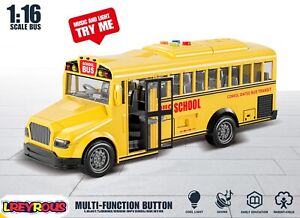 1：16 Inertia school bus Kids Children Light & Sound Toys Gift Retail Box