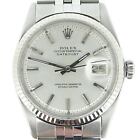 Rolex Datejust Mens Stainless Steel Watch 18K White Gold Bezel Silver Dial 1601