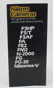 Original Vintage Nikon Camera Guide - F3HP F3/T FA FE2 FM2 FG FG-20 Nikonos V