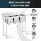 Secondhand 3 Compartment Commercial Utility Prep Sink Backsplash Stainless Steel