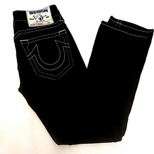 True Religion Black w/ White Stitching Jeans - Size: 28 Straight- Made in USA