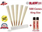 Authentic RAW Classic King Size Pre-Rolled Cones 500 Pack & Free Clipper Lighter