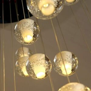 Modern G4 LED Bubble Crystal Round ball Ceiling Light Room Stair Pendant Lamp