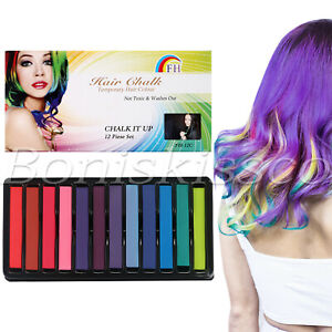 12 Color Hair Chalk Set Hair Dye Temporary Washable Disposable DIY Party Cosplay