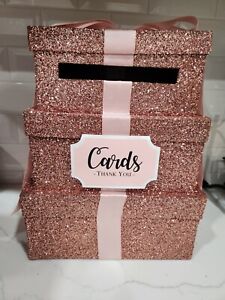 Pink Money Card Box Glitter Sequin Tiered Wedding Sweet 16 Quinceneara Shower