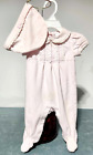FIRST IMPRESSIONS BABY GIRL PINK JUMPSUIT W/ HAT - BABY CLOTHES 0 - 3 MONTHS