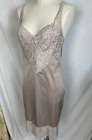 Vintage Vanity Fair Sz 34 Taupe Full Slip Nylon Lace Dress Lingerie Nightgown