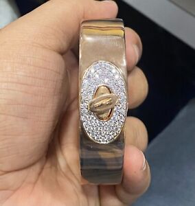 QVC Bronzo Italia Turnlock Clasp Hinged Bangle Bracelet Pre-owned Jewelry