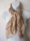 BURBERRYS London tan 100% silk scarf w iconic plaid pattern/Made in Italy