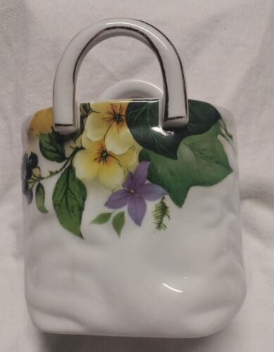 New ListingVintage Napco Ceramic Shopping Bag Figurine Vase in Pristine Condition W/Sticker