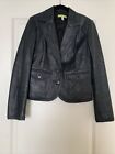 Sigrid Olsen 6 100%  Leather Jacket Blazer Black Pockets