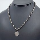 Return To Tiffany & Co Silver Mini Heart Tag 4mm Beaded Necklace 16”
