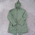 Alpha Industries Jacket Mens Large Green Fishtail Hooded Parka Coat Full Zip