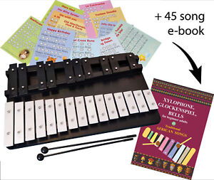 Xylophone 25 Notes Chromatic Glockenspiel, 23 Song Card Set, 45 Song Ebook