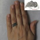 925 Sterling Silver Knot Diamond Cut Marcasite Stones Band Ring TPJ