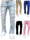 Men Jeans Pants Streetwise Stretch Skinny Denim Straight Long Stacked Slim