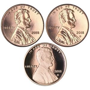 2018 PDS Lincoln Shield Cent 3 Coin Set