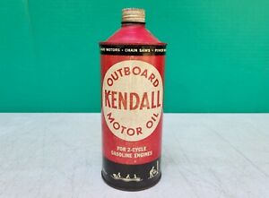 Kendall Motor Oil OUTBOARD Cone Top Bottle Can Quart Tin 1950s Vintage