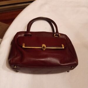 Vintage Etienne Aigner Burgundy Genuine Leather Top Handle Satchel Handbag Purse