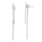 Sterling Silver CZ Front Bar and Back Long Bar Earrings
