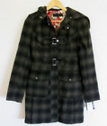 Steve Madden Wool Blend Coat Jacket Hood-Green/Black-Straps/Buckles-Women XS NWT