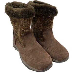 KHOMBU Suede Knit Brown Sz 8 Women Winter Snow Boots