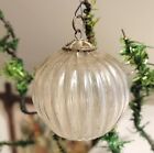 Clear Ribbed Kugel Christmas Ornament. Early 1880s German Glass Ornament